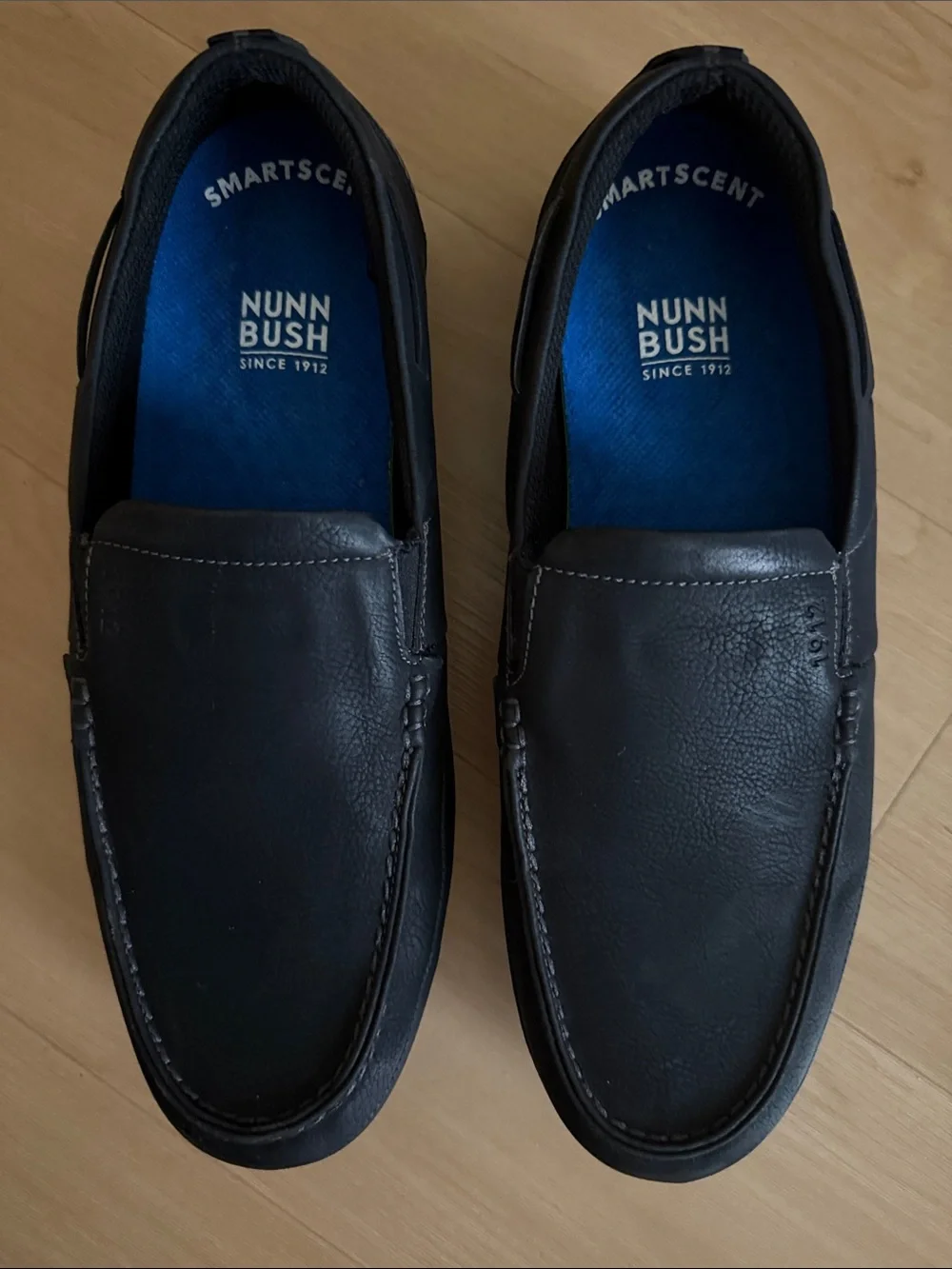 NIN BUSH MENS SANTO MOCCASIN TOE SLIP ON CASUAL LIGHTWEIGHT BLACK SHOE SIZE 9.5